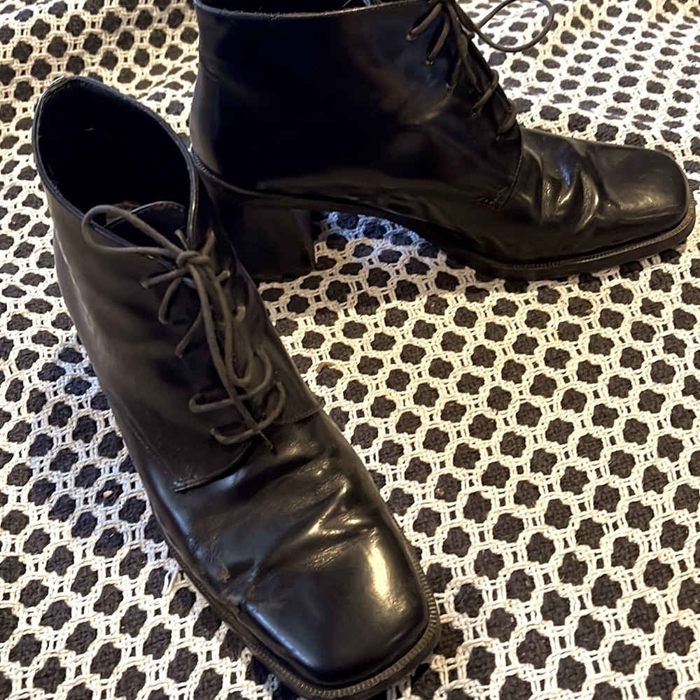 Vintage 90’s Paoli Italian square toe black lace up leather boots size 7 - Picture 5 of 7